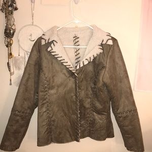 Sherpa lined olive green jacket